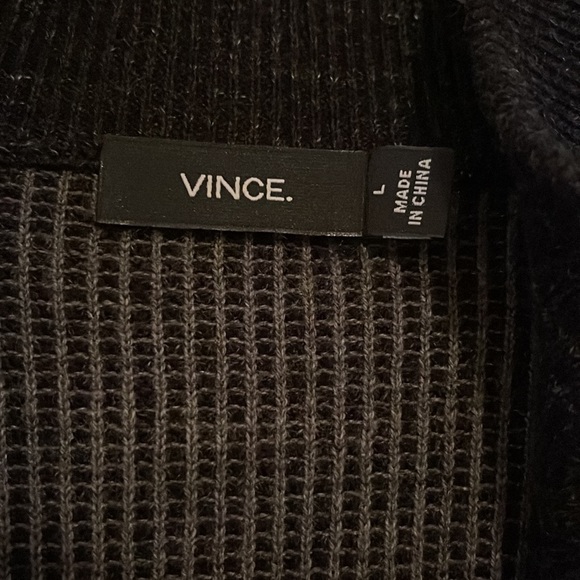 New Vince Mens Black Knit Mixed Media Long Sleeve Full Zip Jacket Cardig… - Picture 2 of 7